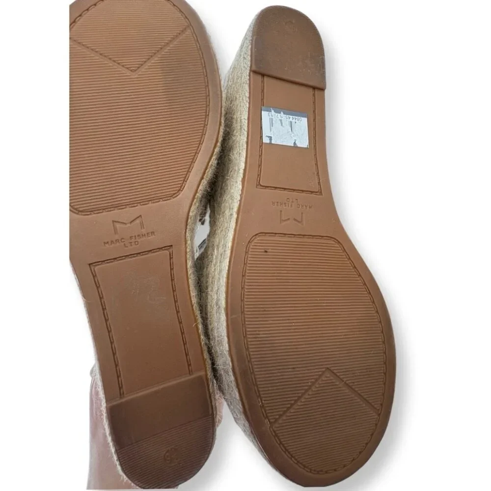 Marc Fisher Nelly Wedge Espadrille Sandal in Tan Taupe Suede Size 9.5